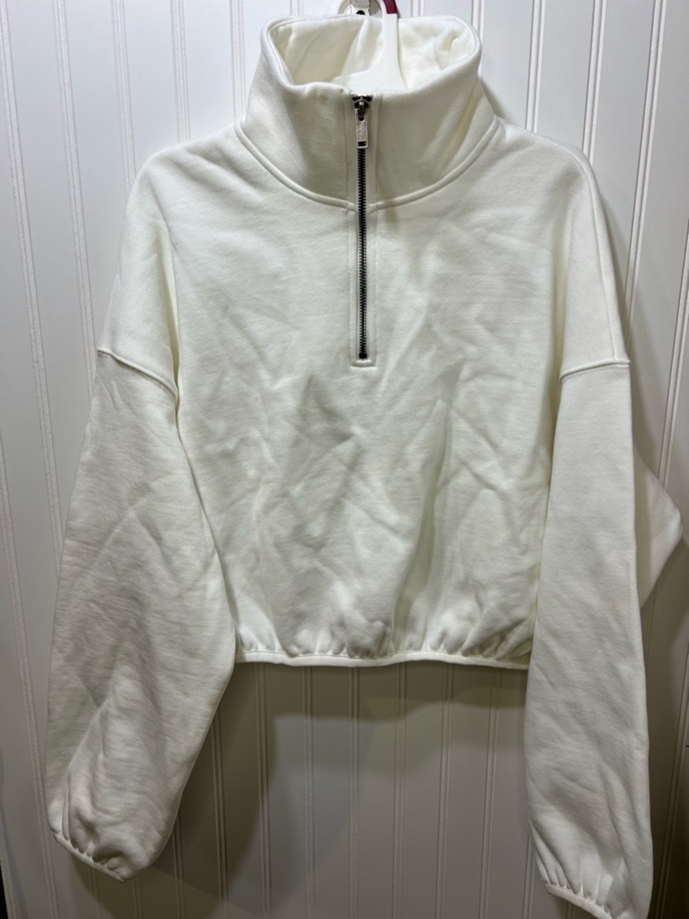 KBB Women's White Half-Zip Mock Neck Sweatshirt XS - see pics for condition